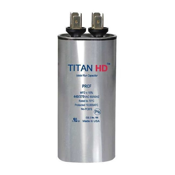 Titan Hd Motor Run Capacitor,10 MFD,440V,Round PRCF10A