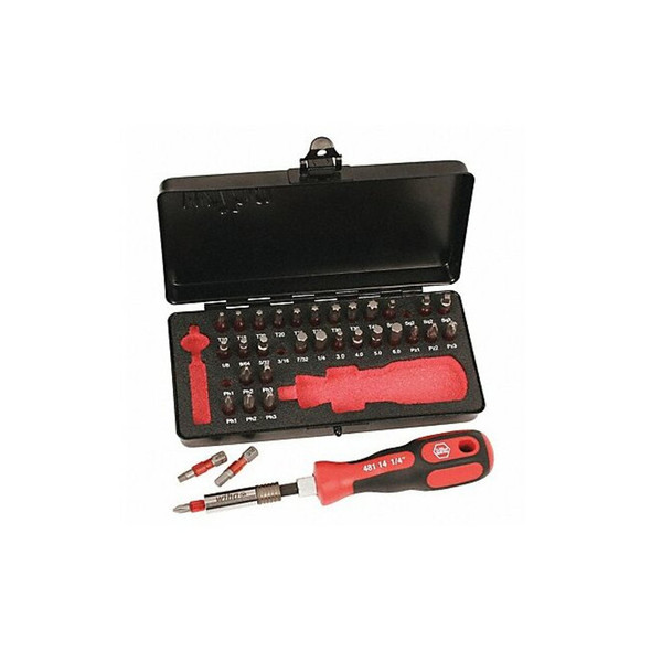 Wiha 34 Piece Impact Driver Bit Set, 1/4 in Hex Shank Size 76899