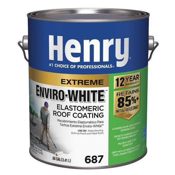 Henry Elastomeric Roof Coating, 1 gal, Pail, White HE687046
