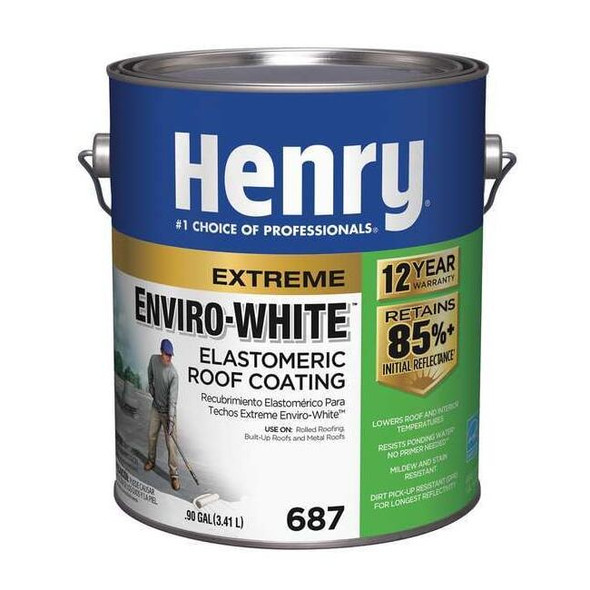 Henry Elastomeric Roof Coating, 1 gal, Pail, White HE687046