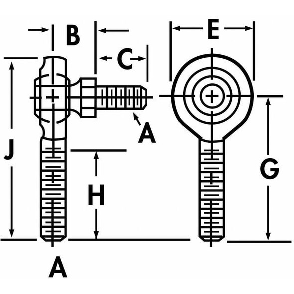 Qa1 Male Rod End,LH,3/16 in Bore,#10-32 NML3S
