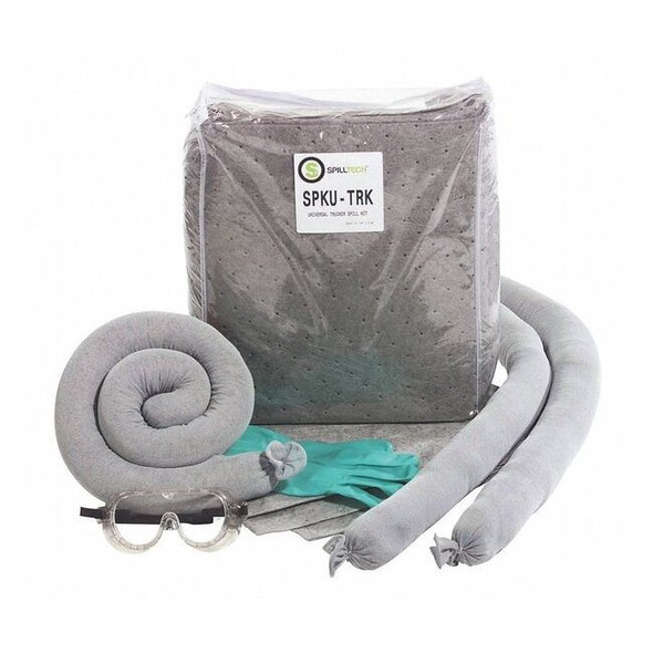 Spilltech Spill Kit, 9 gal Volume Absorbed per Kit, Bag, Clear, 28 SPKU-TRK