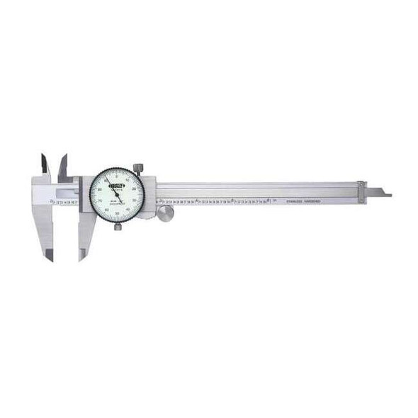 Insize Dial Caliper,0-6"Range,White,1-1/2"Jaw D 1311-6