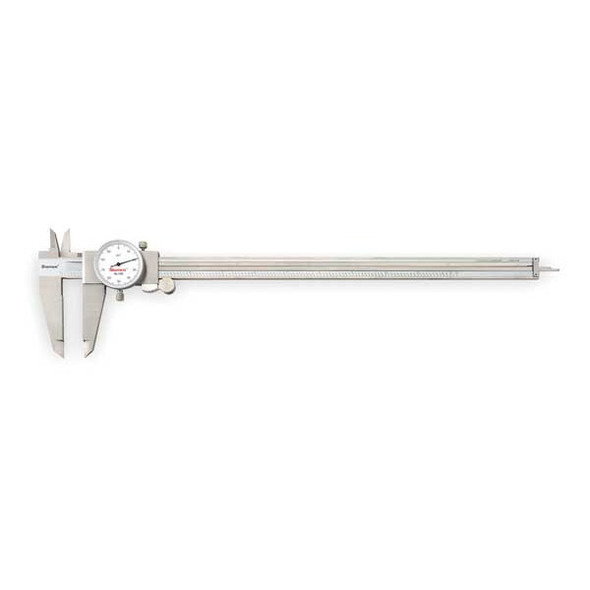 Starrett Dial Caliper w/Case,12 In,White 3202-12