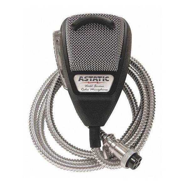 Astatic CB Mic with SS Cord,Silver Cord,4 Pin 302-10001SE