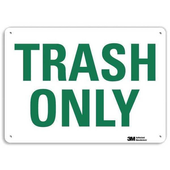 Trash Only, 14 in W x 10 in H, Horizontal Rectangle, Aluminum, U1-1031-RA_14X10