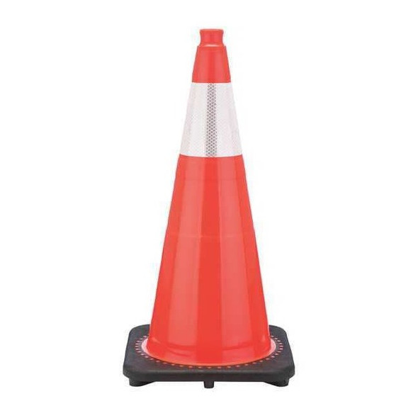 Traffic Cone, PVC, High-Intensity Prismatic, 28 in Height, 7 lb, Orange