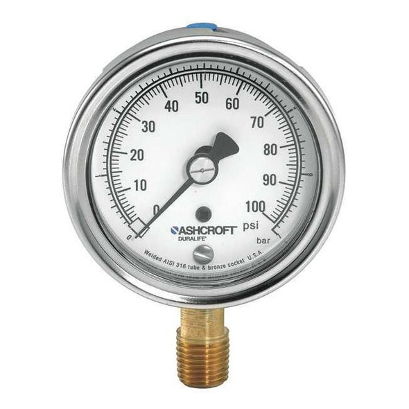 Ashcroft Industrial Vacuum Gauge,  +/-1.0%, Metal 351009AW02LVAC