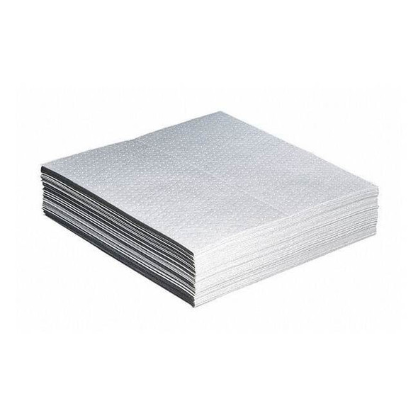 Pig Sorbent Pad, 33 gal, 30 in x 30 in, Oil, White, Polypropylene MAT426