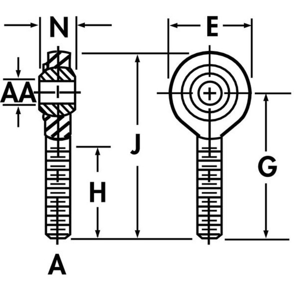 Qa1 Male Rod End,LH,1-2 in Bore,1-2"-20 GML8T