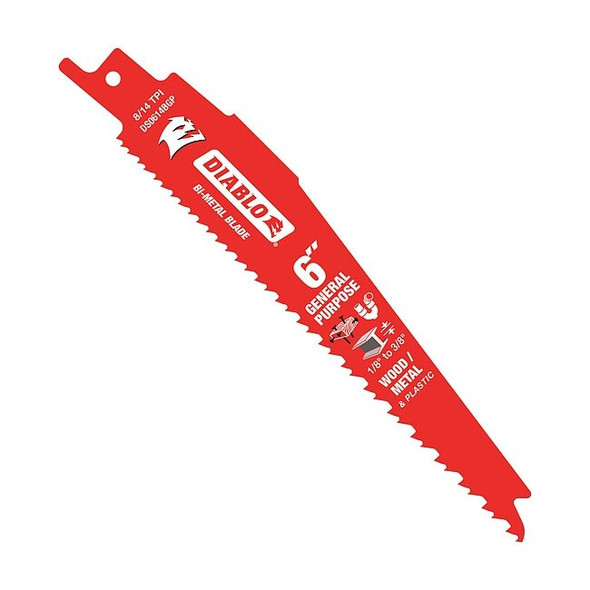Diablo 6 in L x 8/14 TPI Reciprocating Saw Blade, 25 PK DS0614BGP25