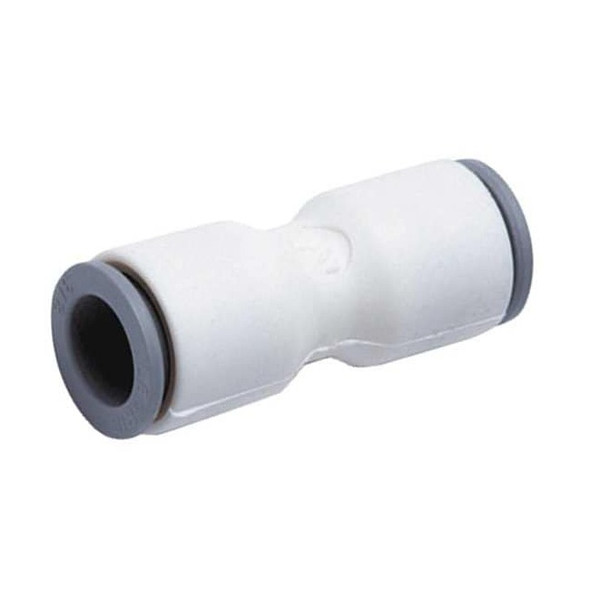 Push-Fit Union Fitting, 1/4 in x 3/8 in Tube Size, Bio-Based Nylon, White, 10 PK