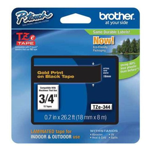 Brother Adhesive TZ Tape (R) Cartridge 0.70"x26-1/5ft., Gold/Black TZE344G