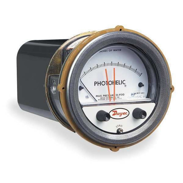 Dwyer Instruments Pressure Gauge,0.25In to 0 to 0.25In H2O A3300-0 Dwyer Instruments Pressure Gauge,0.25In to 0 to 0.25In H2O A3300-0