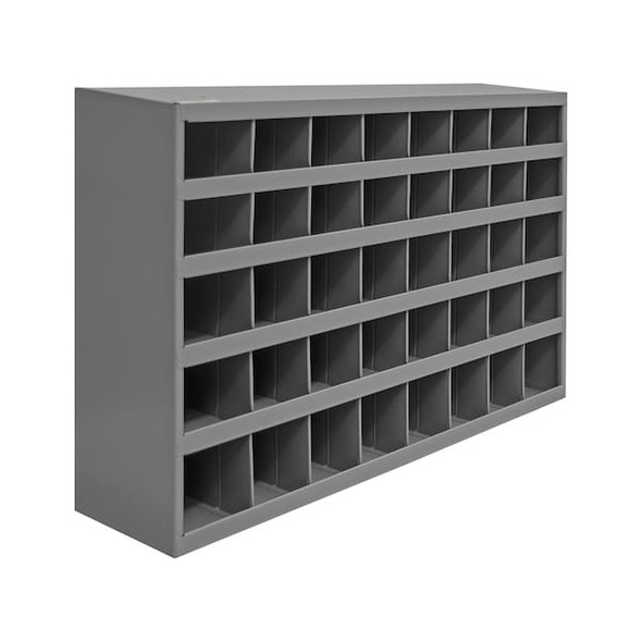 Pigeonhole Bin Unit, 40 Compartments, 5 Shelves, 8-1/2 in D x 22-1/4 in H x 33-3/4 in W, Gray