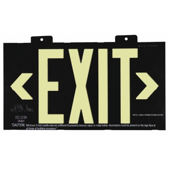 Exit Sign, Plastic, 15-3-8" W, 8-3-4" H, Exit (Double Arrows), Green  GRAN1388