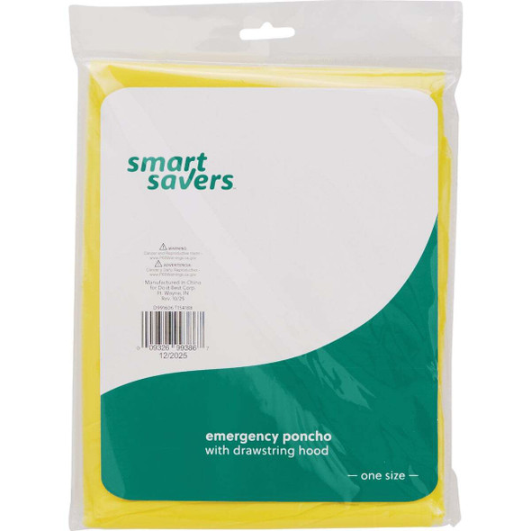 Smart Savers 52 In. x 40 In. Yellow Lightweight Rain Poncho HJ055 Pack of 12