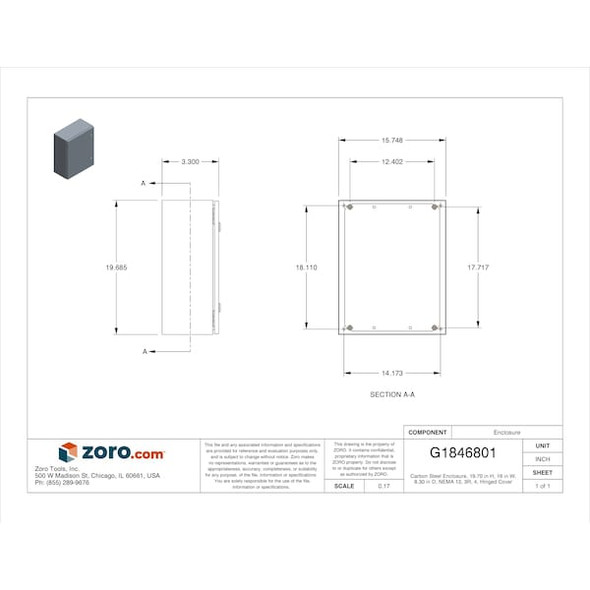 Rittal Enclsr,Mtallc,19.7In.Hx 15.8In.Wx8.3In.D WM201608NC Rittal Enclsr,Mtallc,19.7In.Hx 15.8In.Wx8.3In.D WM201608NC