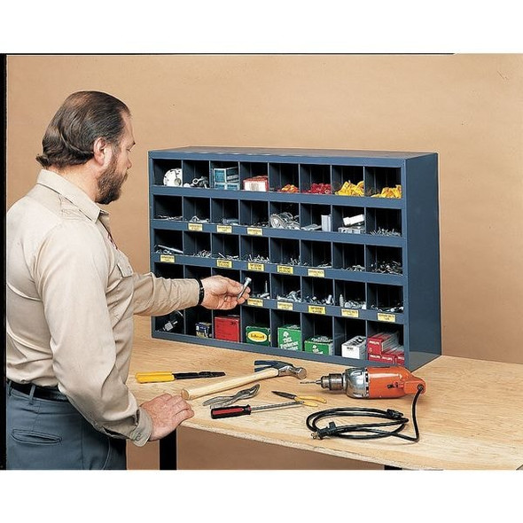 Prime Cold Rolled Steel Pigeonhole Bin Unit, 12 in D x 23 7/8 in H x 33 3/4 in W, 5 Shelves, Gray