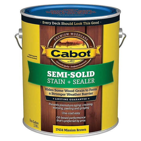 Cabot Stain,Mission Brown,Semi-Solid Flat,1gal 140.0017434.007
