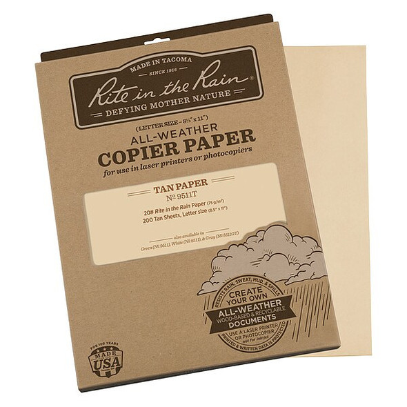 Rite in the Rain Copier Paper,8.5x11in,Tan,PK200 9511T