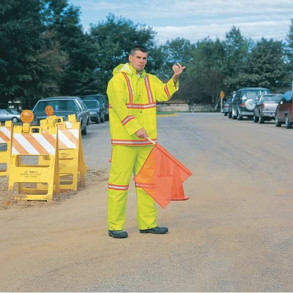 Manufacturer Varies Handheld Warning Flag, Fluorescent Orange, Vinyl Mesh, 30 in Dowel SFKV18-30