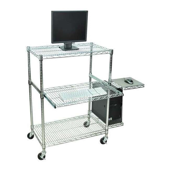 Luxor Computer Workstation, Portable, Chrome LICW4218