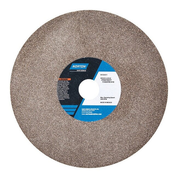 Norton Abrasives Grinding Wheel,8 in. Dia,AO,60/80G,Brown 07660788277