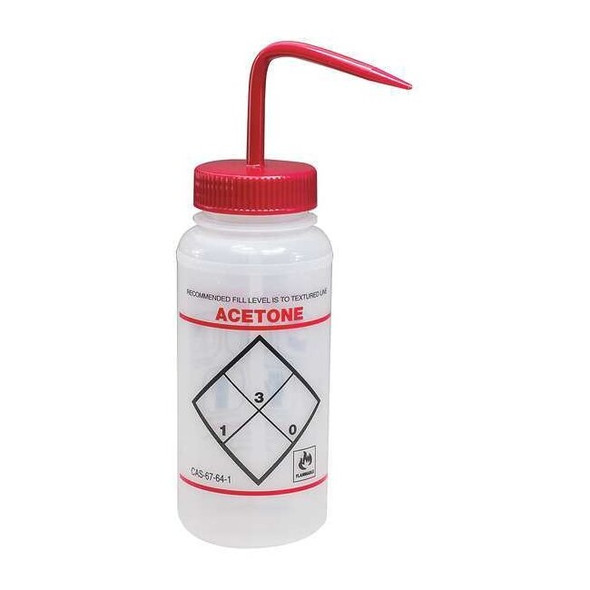 Sp Scienceware Wash Bottle,Std 16 oz,,Acetone,Red,PK6 F11646-0622