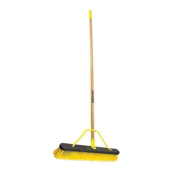 24 in Sweep Face Push Broom, Soft/Stiff Combination, Synthetic, Yellow