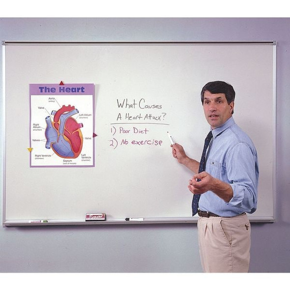Ghent Dry Erase Board, Plastic, 36 in, 46 1/2 in, Aluminum Frame, White, Gloss M2W-34-1