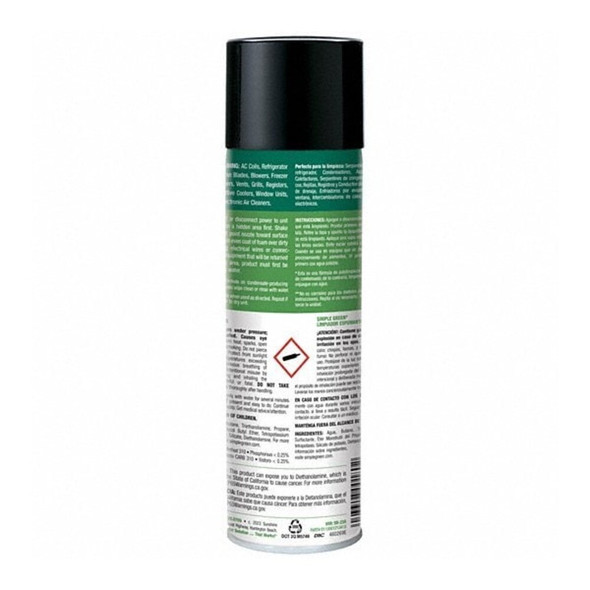 Simple Green Foaming Coil Cleaner, 20 oz  Aerosol Can, White 0110001213418
