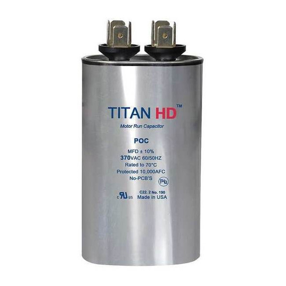 Titan Hd Motor Run Capacitor,10 MFD,370V,Oval POC10A