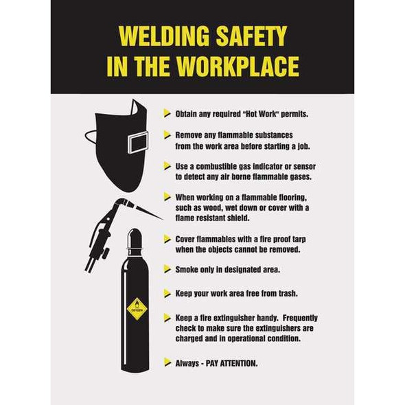 Poster, Welding Safety In The Work Place, 22 in H x, 17 in W, Plastic