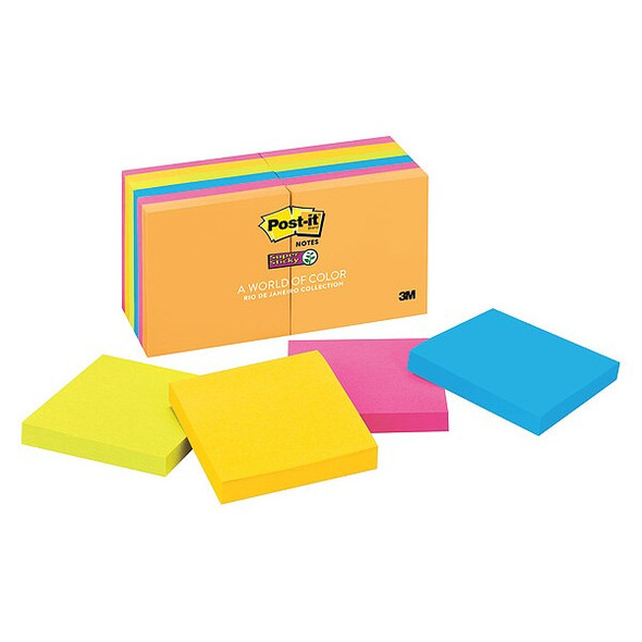 Post-It Super Sticky Notes,3x3 In.,PK12 654-12SSUC
