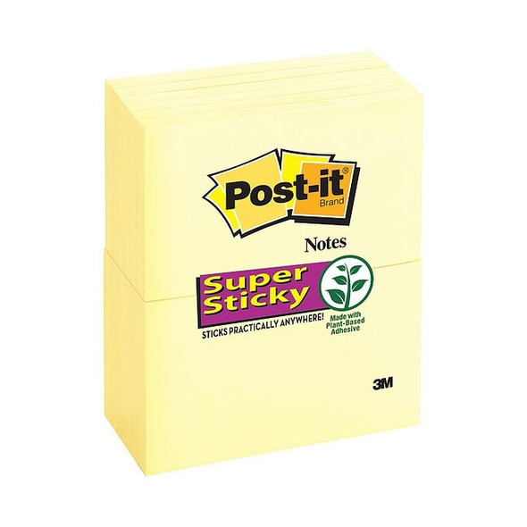 Post-It Super Sticky Notes,3x5 In.,Yellow,PK12 655-12SSCY