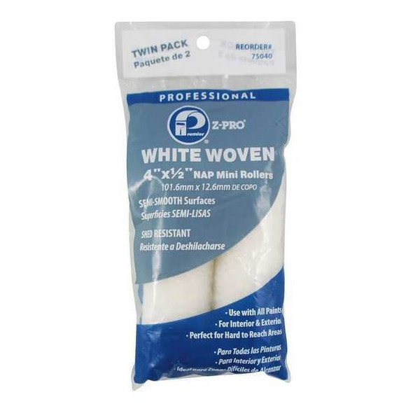 Premier 4" Mini Paint Roller Cover, 1/2" Nap, Woven, 2 PK 75040