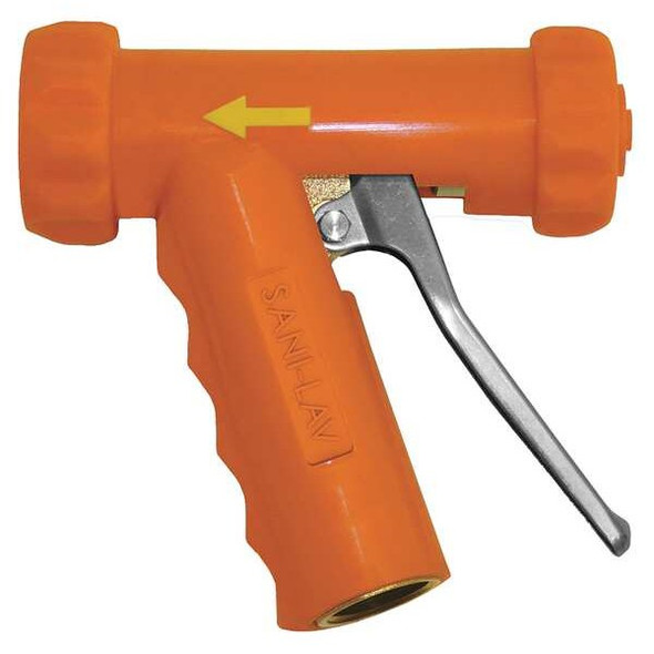 Pistol Grip Spray Nozzle, 3/4" Female, 150 psi, 8.9 gpm, Safety Orange