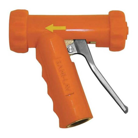 Pistol Grip Spray Nozzle, 3/4" Female, 150 psi, 8.9 gpm, Safety Orange