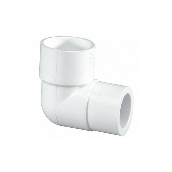 PVC Reducing Elbow, Socket x Socket, 3/4 in x 1/2 in Pipe Size