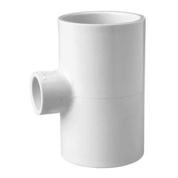 PVC Reducer Tee, Socket x Socket x Socket, 1 in x 1 in x 1/2 in Pipe Size