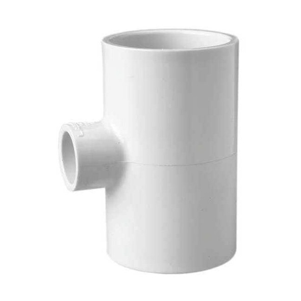 PVC Reducer Tee, Socket x Socket x Socket, 1 in x 1 in x 1/2 in Pipe Size