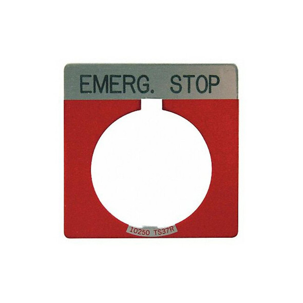 Eaton Cutler-Hammer Legend Plate,Square,Emergency Stop,Red 10250TS13