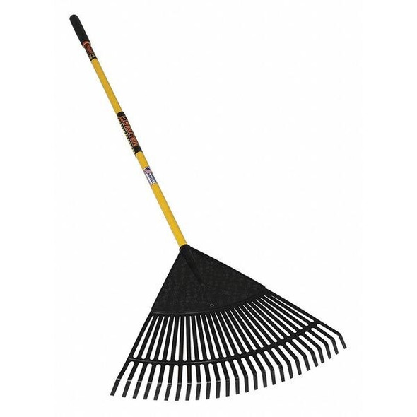 24 in Polypropylene Leaf Rake, 26 Tines, 51 in L Fiberglass Handle