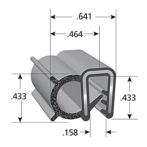 Trim-Lok Black Vinyl Trim Seal 25 ft L, 5/8 in W, 7/16 in H DDA1549-25
