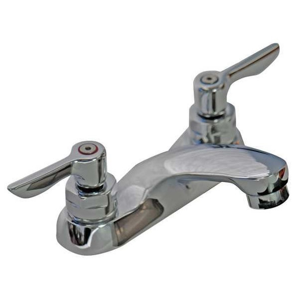 Standard Bathroom Faucet, Polished Chrome, 2 Holes, Blade Handle