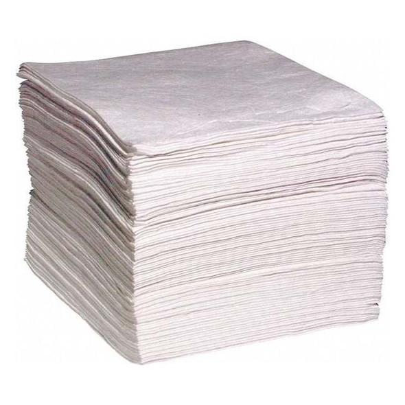 Spilltech Sorbent Pad, 33 gal, 15 in x 19 in, Oil, White, 100 PK WP100H