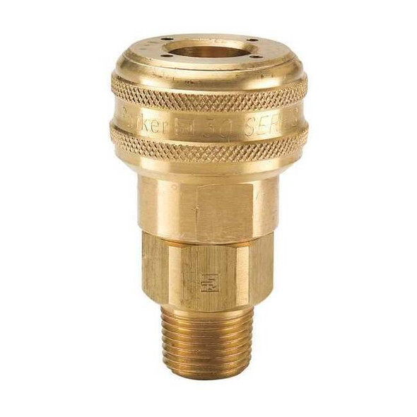 Parker Coupler Body,Brass,MNPT,3/8 In. Pipe B32E