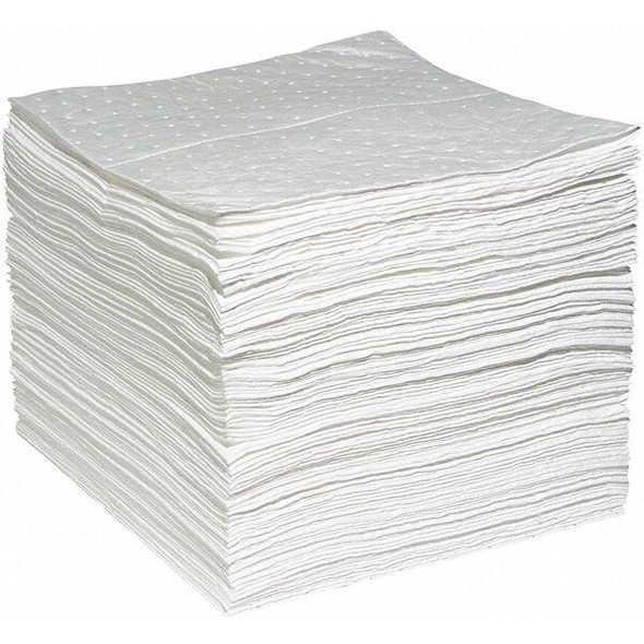 Spilltech Sorbent Pad, 26 gal, 15 in x 19 in, Oil, White, 100 PK WPF100H