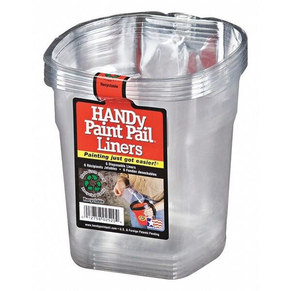 Plastic Paint Bucket Liner, 1 qt, 5 39/64" L, 6 13/64" D, 6 13/64" W, 6 PK